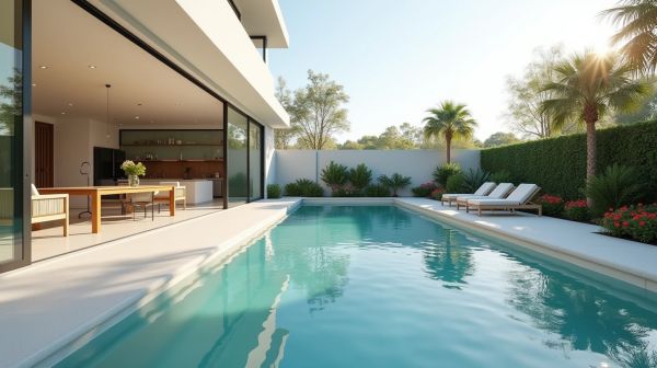Un aménagement transformable entre terrasse et piscine, un choix audacieux